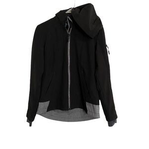 Free Country Coat Jacket Parka Womens Size S Black Full Zip Fleece Lined Hooded